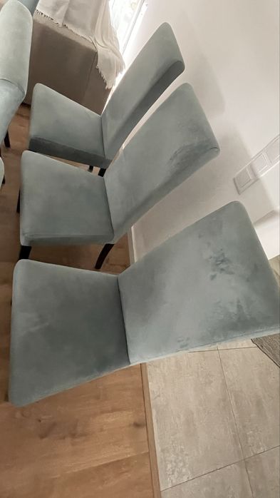 Conjunto de 6 Cadeiras tom azul pastel veludo