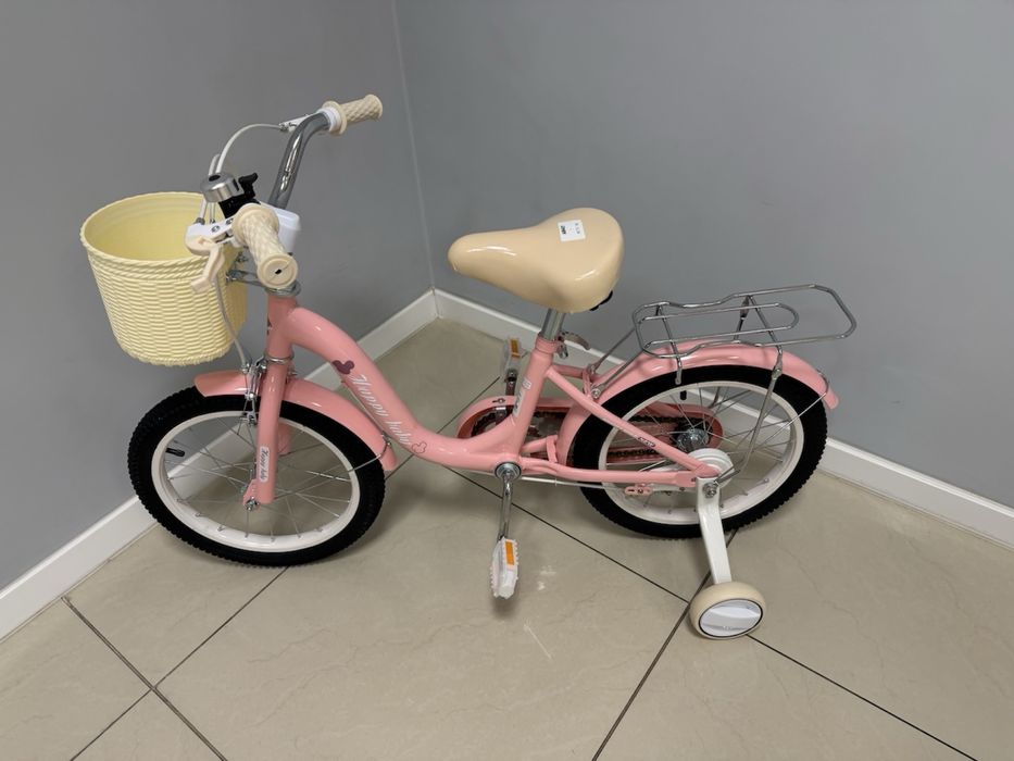 SOLIDNY różowy rowerek 16 cali dla dziewczynki fotelik model 0105