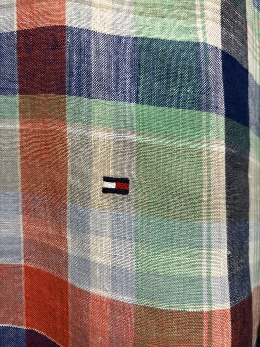 Koszula Lniana Tommy Hilfiger Summer Madras 100% Len L Nowa