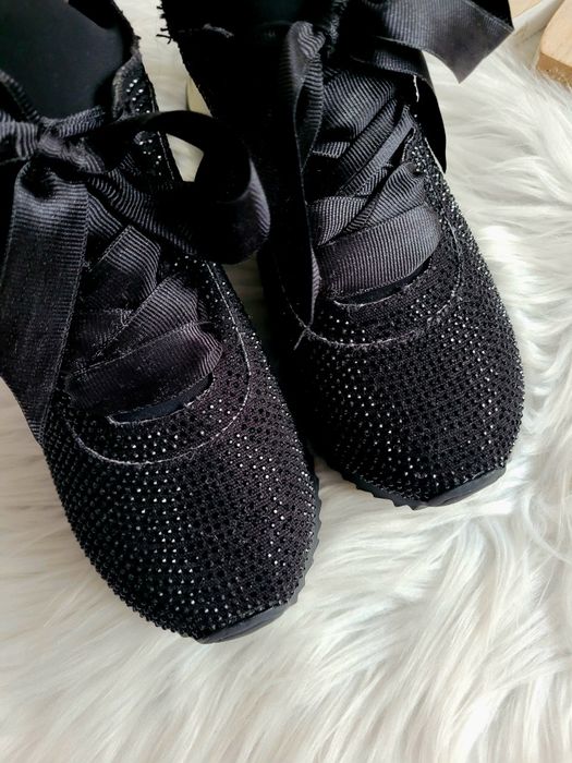 Czarne adidasy sneakersy diamenciki 37