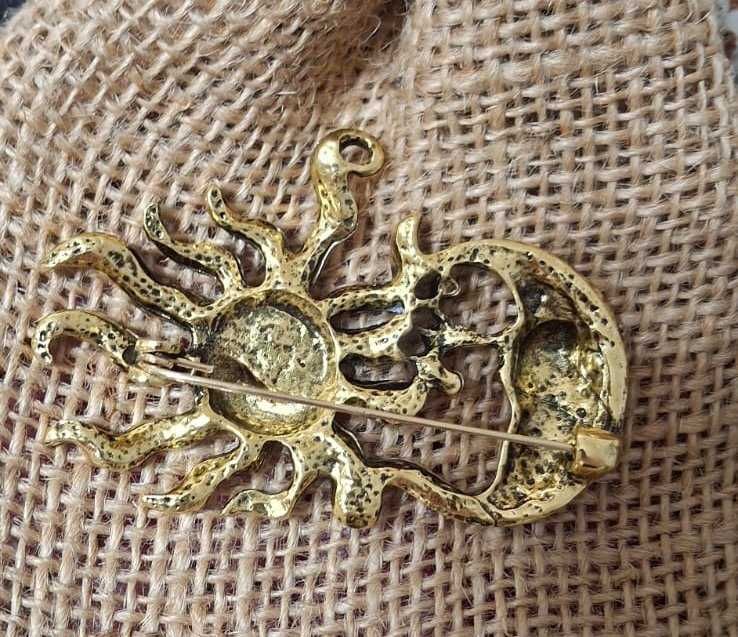 Broszka słońce i księżyc – styl vintage