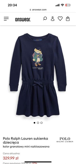 Sukienka dresowa Polo Bear Ralph Lauren 7 lat