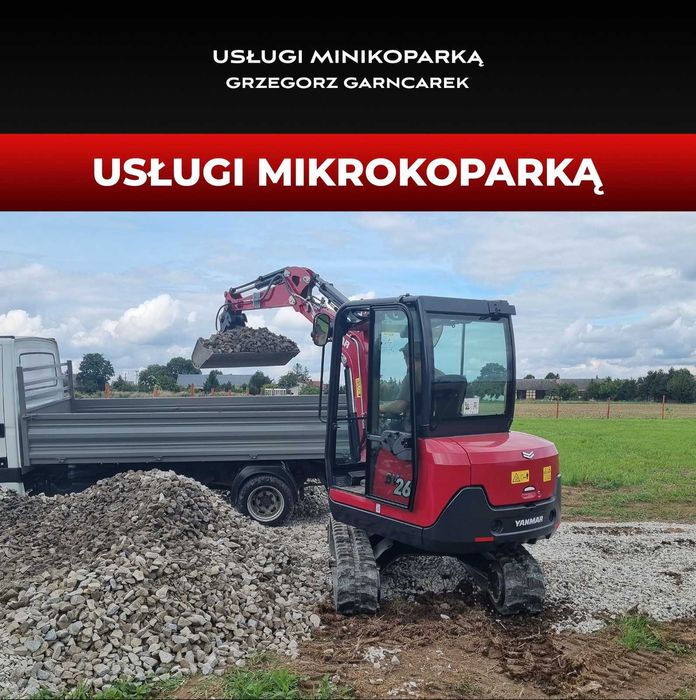 Minikoparka |Usługi minikoparką z operatorem | Transport roboty ziemne