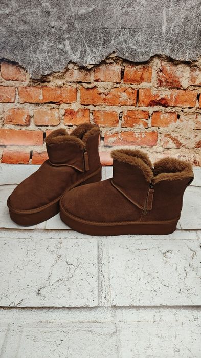 Śniegowce ocieplane damskie ZIP futerko r.40 zimowe botki comfy casual