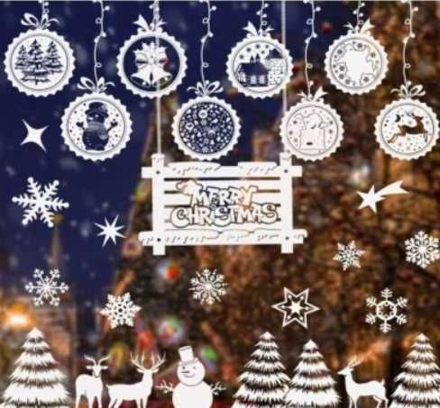 Naklejki na okno statyczne świąteczne Boże Narodzenie białe 2 arkusze