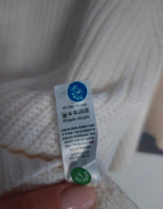 Bawełniany śmietankowy sweterek / dzwonowate rękawy George r.XL/42 UNI