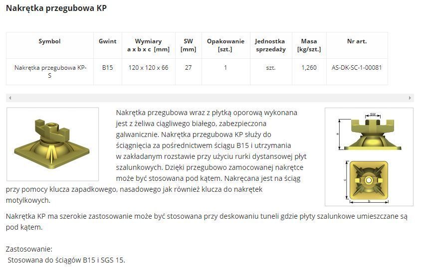 Nakrętka Przegubowa Kp-S B15