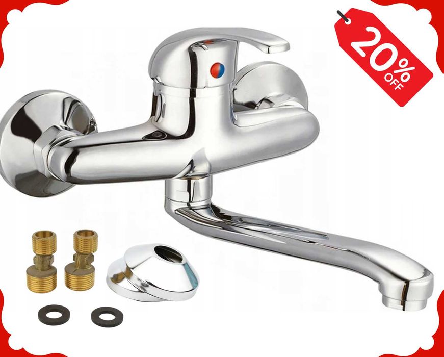 Nowa BATERIA Kuchenna Ścienna Obrotowa Kran Długa Do Zlewu (-20%)