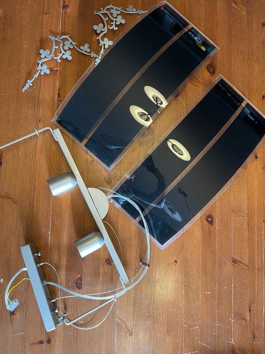 Żyrandol metalowo-szklany czarny