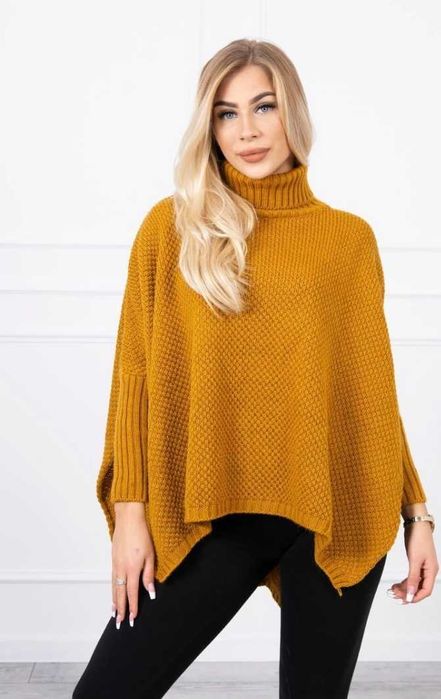 Długi sweter z golfem idealny do leginsów/jeansów,