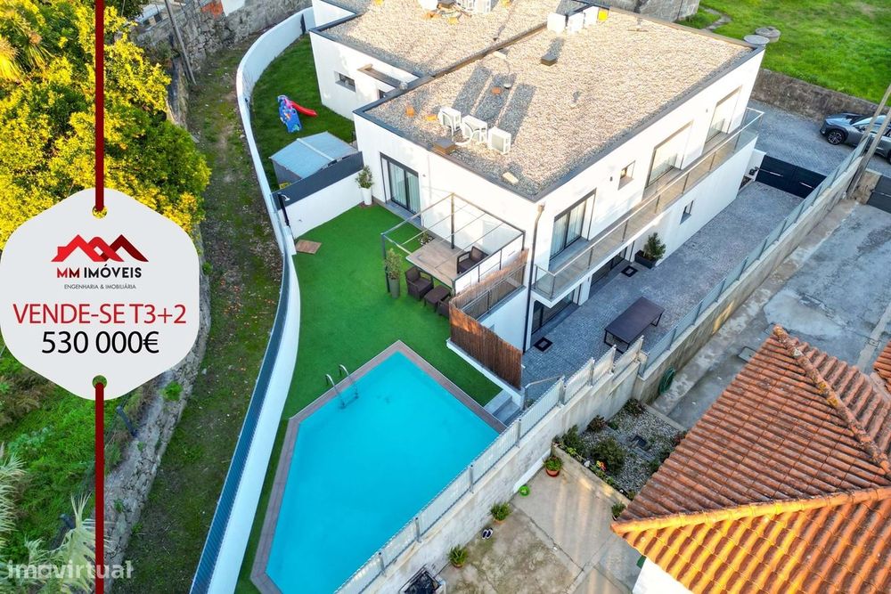 Moradia T3+2 | Famalicão | Piscina | 2023 | 3 Frentes | Jardim | Box F
