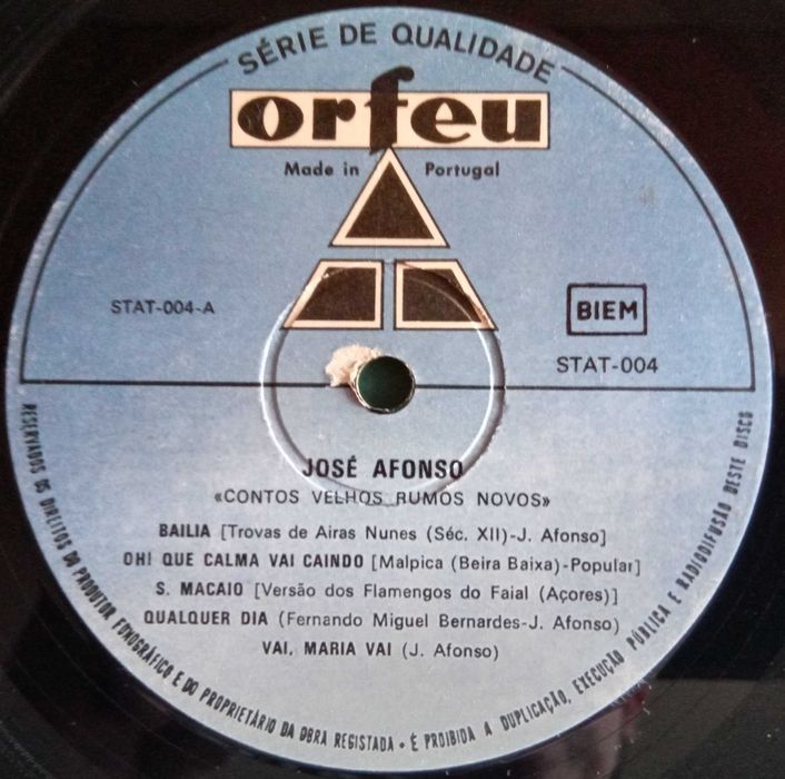José Afonso	- - - - -		Contos Velhos, Rumos Novos	- - - - -	LP
