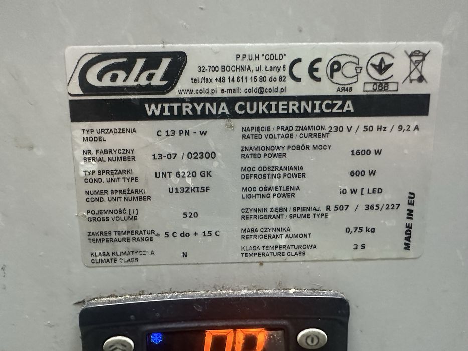 Кондитерська холодильна вітрина Cold C 13 PN-w (Польща), 520 л