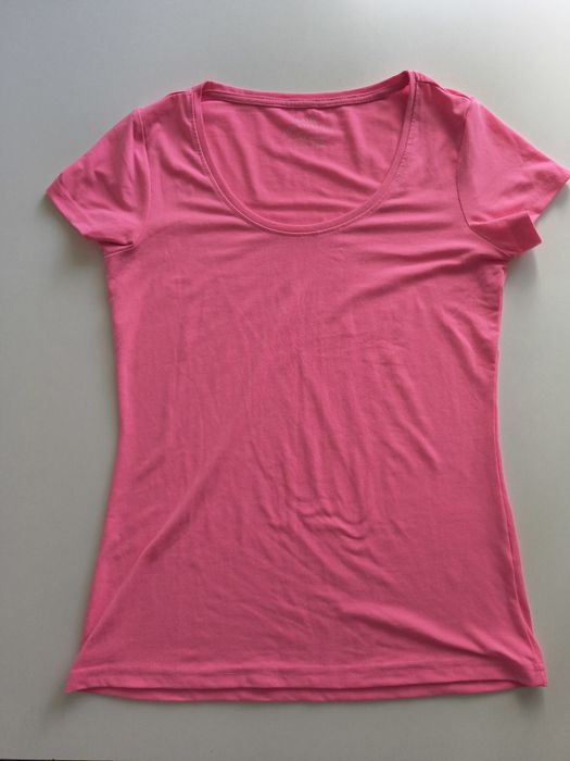 Janina koszulka z krótkim rękawem t-shirt damski basic neonowy róż rozmiar M