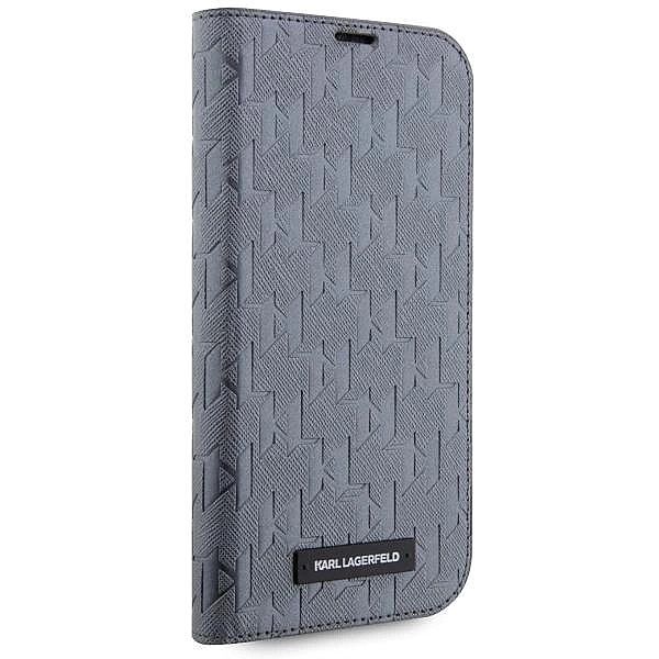 Etui Karl Lagerfeld Saffiano Monogram na iPhone 14 - srebrne