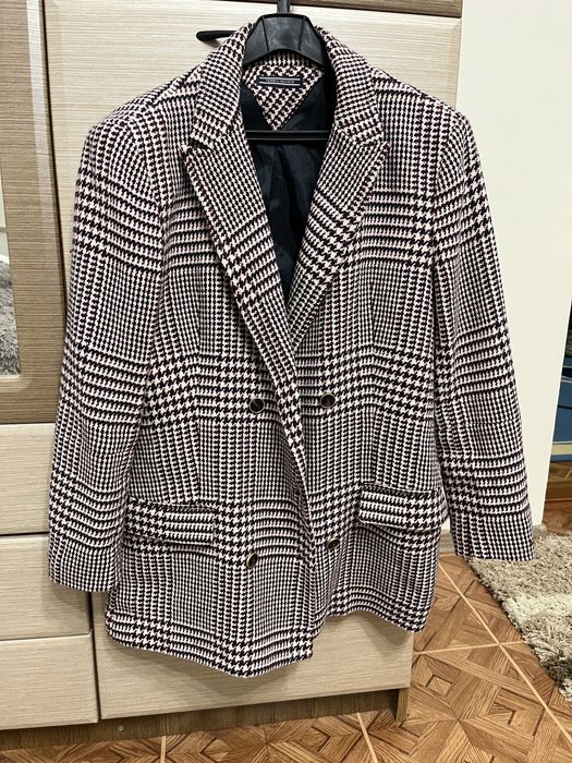 Шерстяний рожево-білий у гусячу лапку піджак Tommy Hilfiger