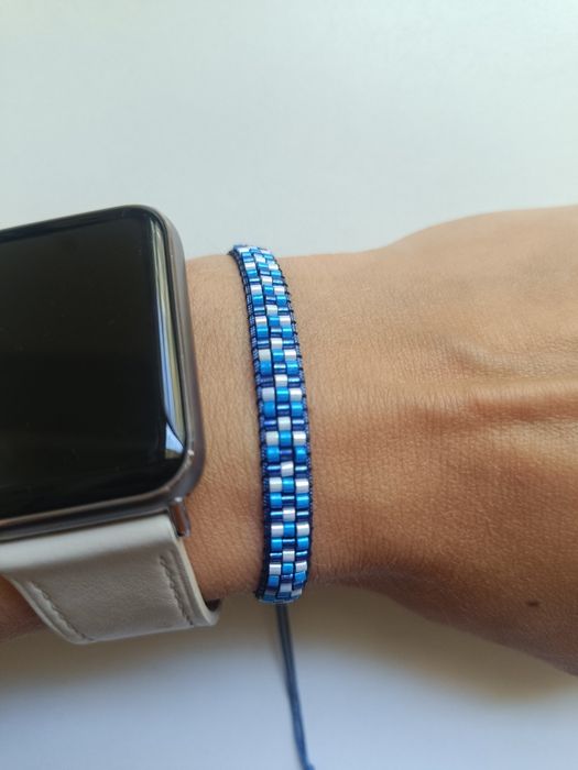 Cienka bransoletka niebieska handmade
