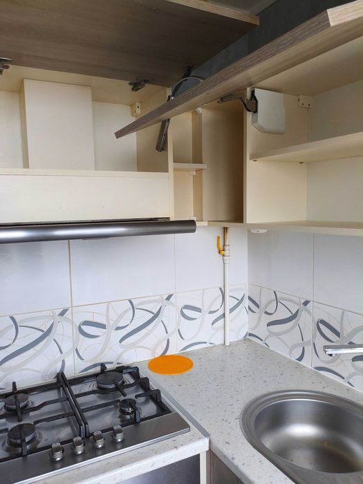 Komplet szafek kuchennych dąb Sonoma z blatem nakrapiana biel