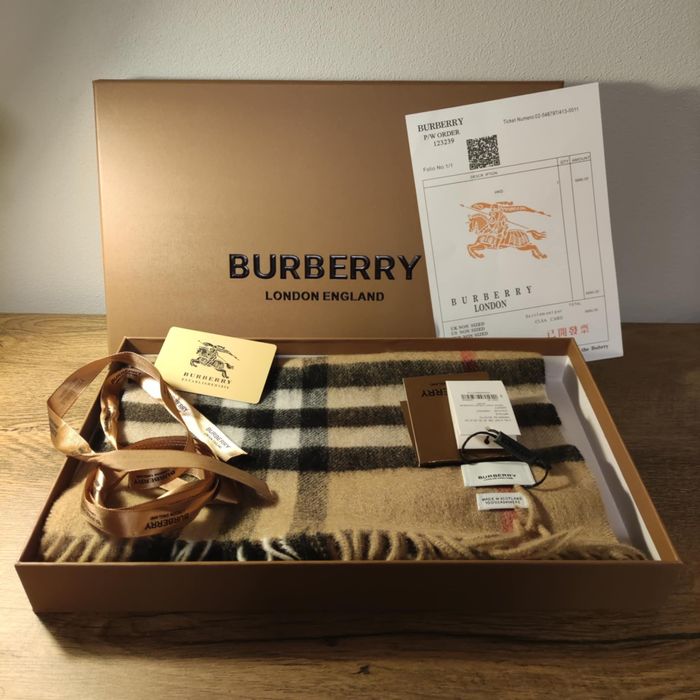 Designer duży szalik Burberry w kolorze orzechowym