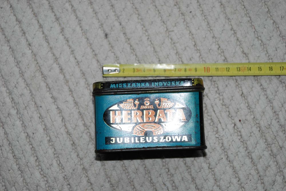 Pudełko na herbatę metalowe PRL