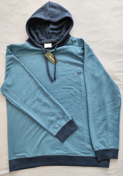 Bluza męska Gino Rossi z kapturem L niebieska  Nowa !