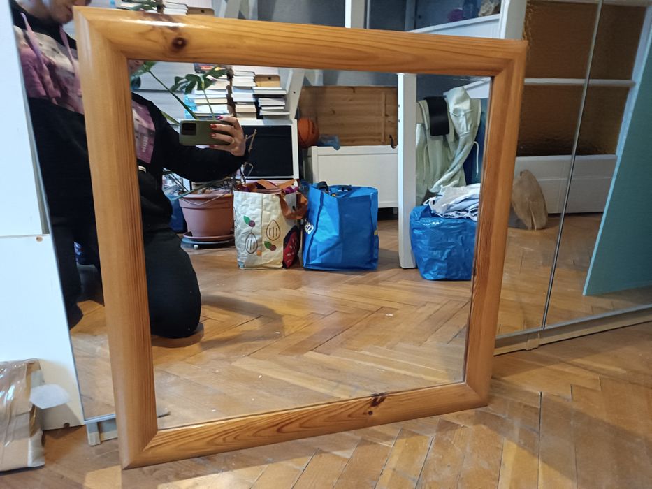 Lustro w drewnianej ramie dąb 70x70