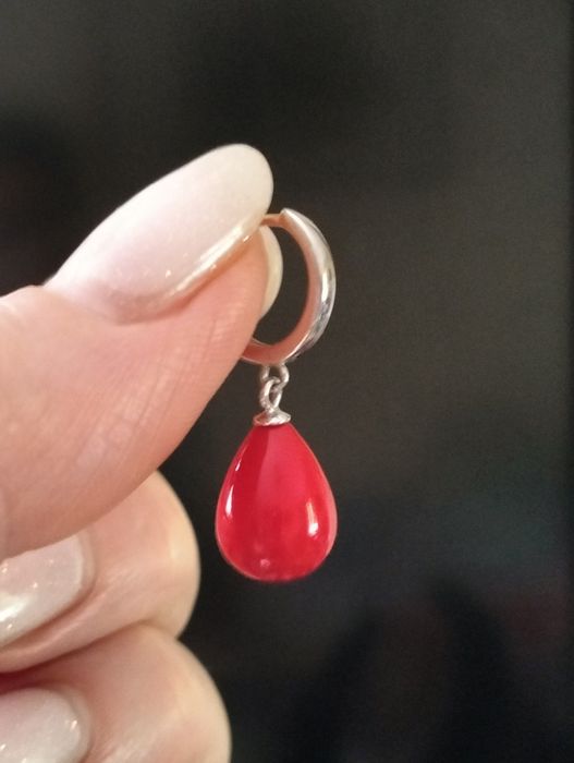 Серебр.серьги с нат.кораллом