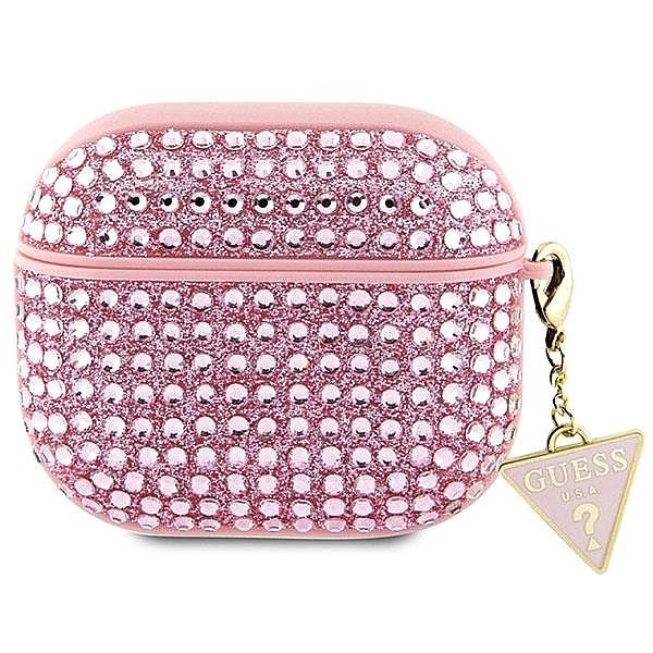 Etui Guess Rhinestone Triangle Charm na AirPods 3 - różowe