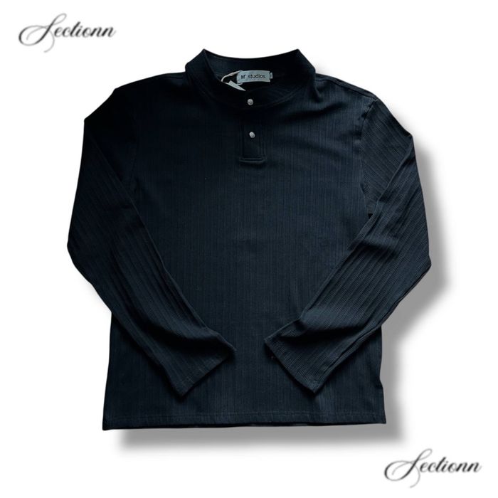 Henley black rib longsleeve old money archive opium no faith studios racer jaded олд мані діловий стиль лонгслів хенлі чорний на гудзиках