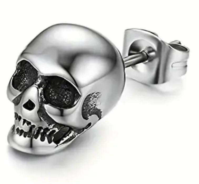 Оригінальна моносережка пуссет череп сережка