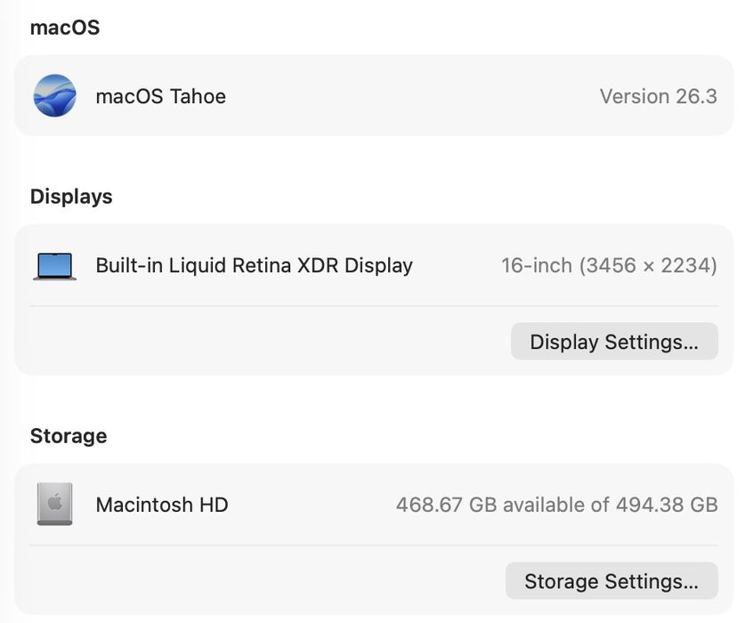 MacBook Pro 16 2021 32Gb RAM 512Gb SSD Space