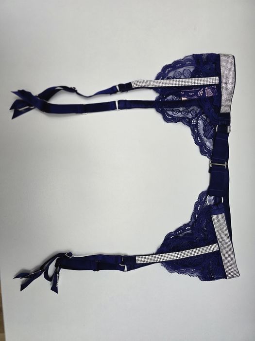Pas do pończoch Victoria's Secret Xs/S nowy granatowy blyszczace paski