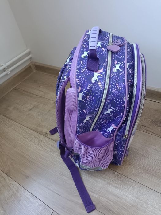 Plecak i piórnik, zestaw, konie, kl.1-3,  fioletowy
