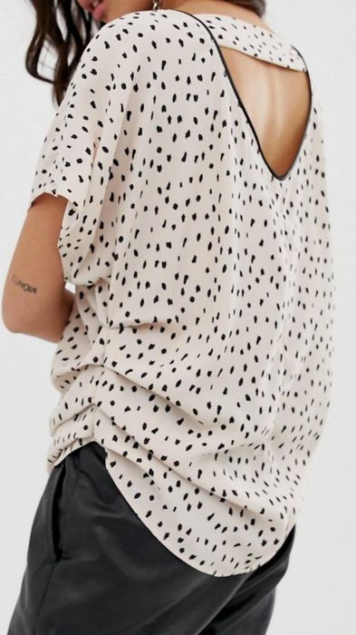 Bluzka top River Island jasny róż cętki kropki odkryte plecy XS 34