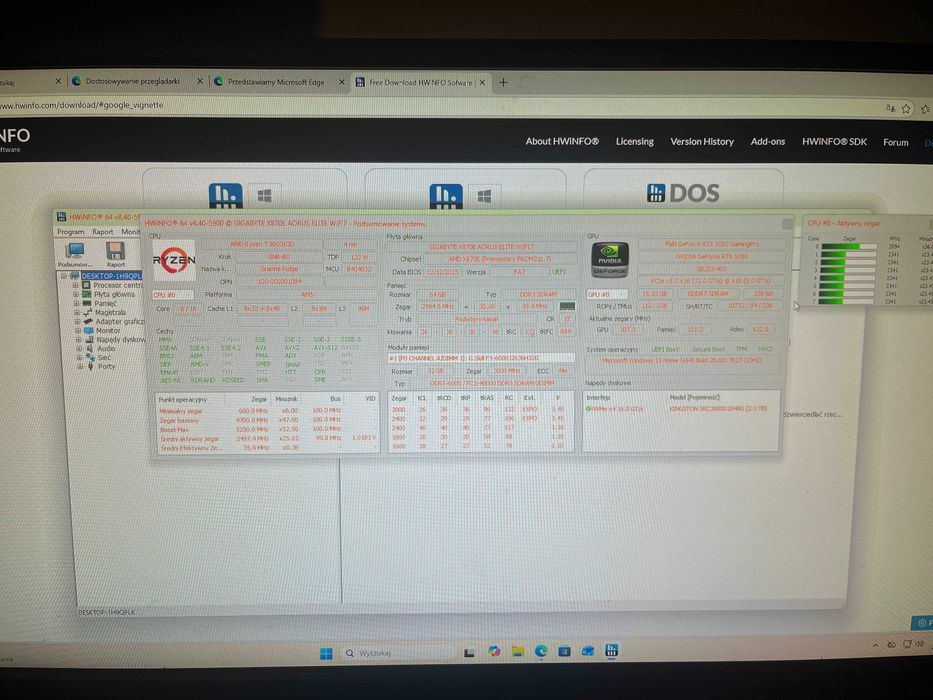 Komputer Stacjonarny  Nvidia RTX 5080 16 gb Ryzen 9800x3d