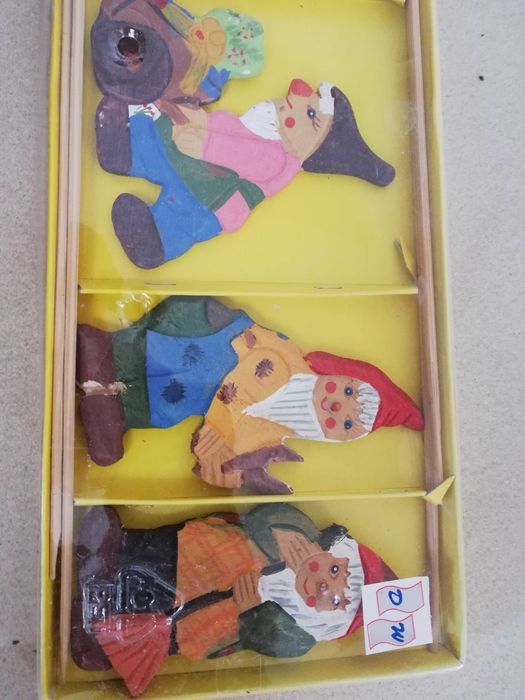 Krasnoludek na patyku zestaw 5szt drewniana ozdoba do doniczki ogrodu