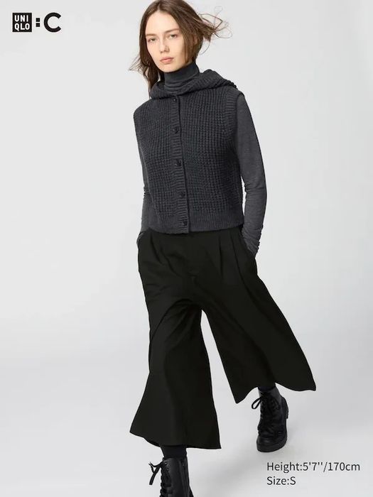 Пуловер-безрукавка UNIQLO вафельний візерунок, капюшон