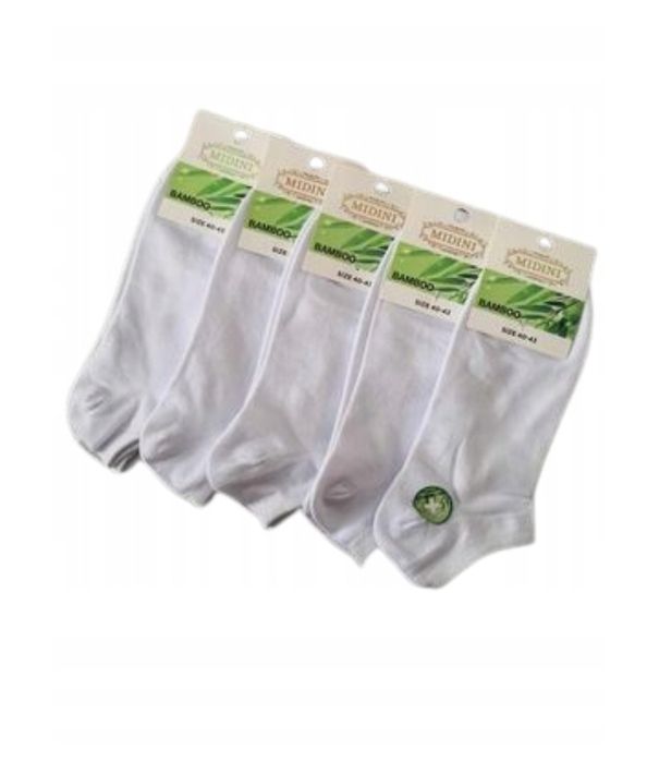 5 par Stopki męskie Bambusowe gładkie białe 40-43