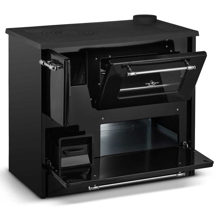 Kuchnia na drewno piec koza kuchnia czarny z płaszczem wodnym 16kW