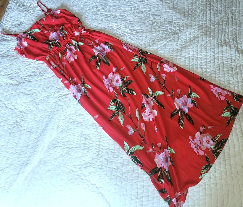 ONLY letnia Sukienka w kwiaty czerwona na ramiączkach rozmiar 38 M 10