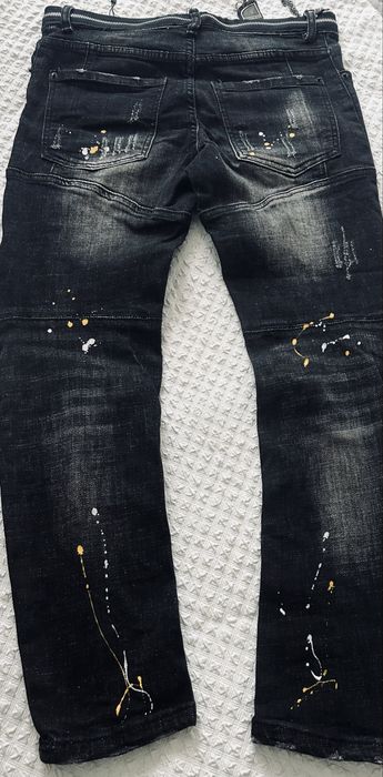 Spodnie Dsquared2 czarne nakrapiane super stretch
