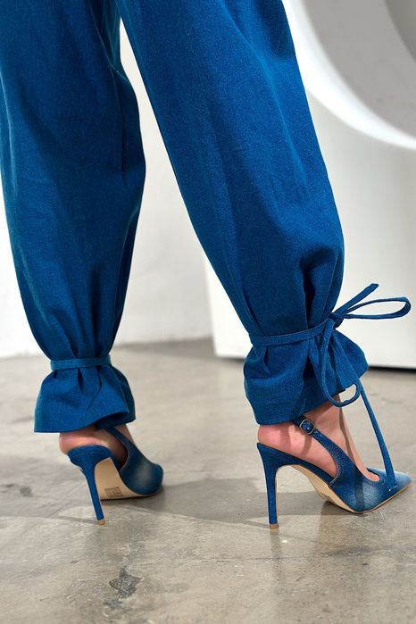 Spodnie jeansowe BG Couture Brandenburg Monroe z wiązaniem na nogawce