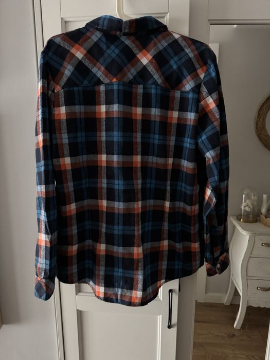 Koszula w kratke niebieska pomaranczowa L XL