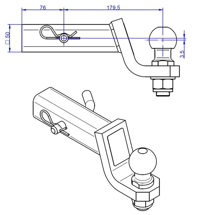 Uniwersalny hak holowniczy 50x50 do zderzaka adapter USA