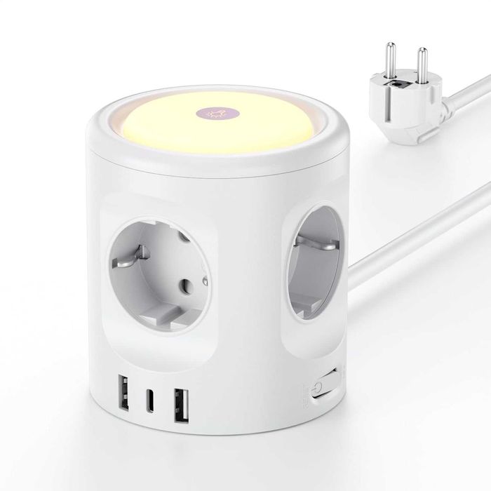 Przedłużacz Kostka Kostkowy 7w1 USB-C Lampka