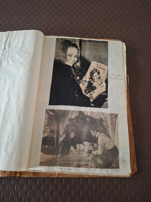 Coleção única antiga de recortes de estrelas do cinema (anos 50–60) – álbum com 50+ páginas