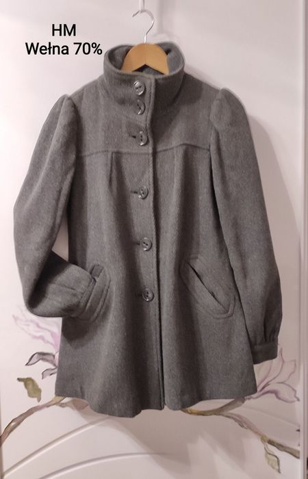 Płaszcz kurtka wełna H&M XS 34 S