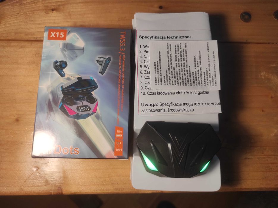 Słuchawki X15 douszne Bluetooth 5.3 Sportowe Dotykowe