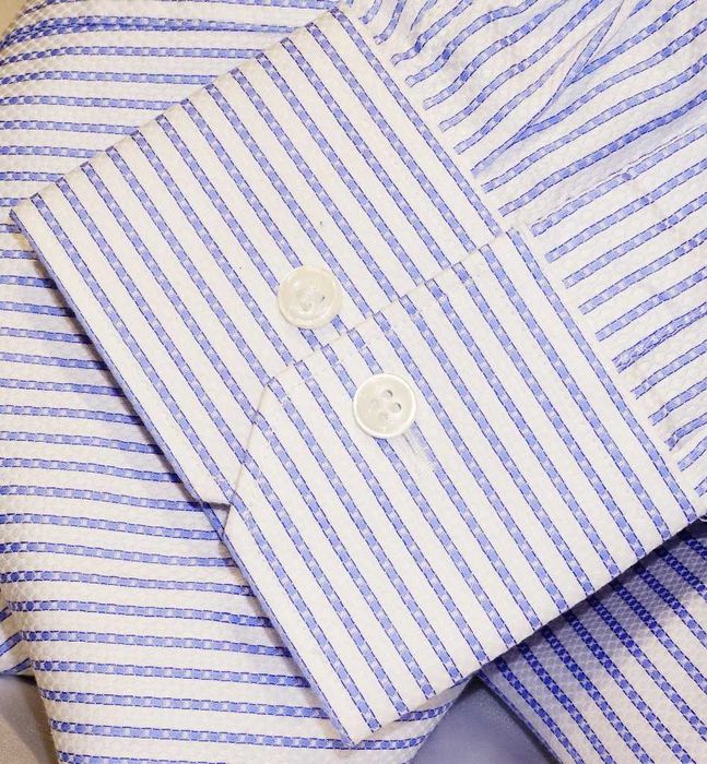 Michael Kors  koszula S/M 38 non iron 2-ply biała prążek ck stenstroms