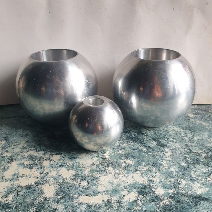Vintage Ikea NÄSSJÖ Spherical Aluminium Candle Holder Sweden Szczecin